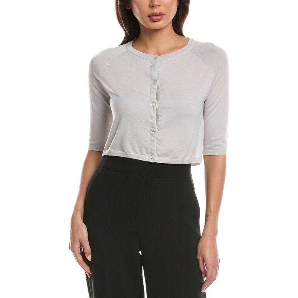 Max Mara Womens S  Shoulder Wrap Wool Cardigan, Beige